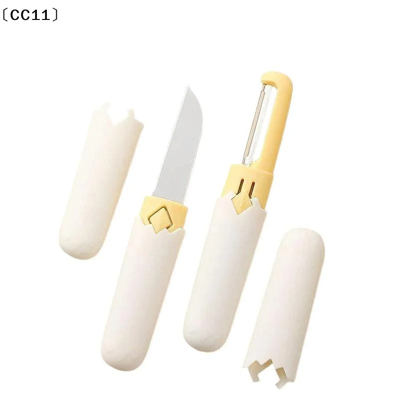 1 Fruit Peeler Knife Dual Head Kitchen Tool Multi Functional Travel Qme