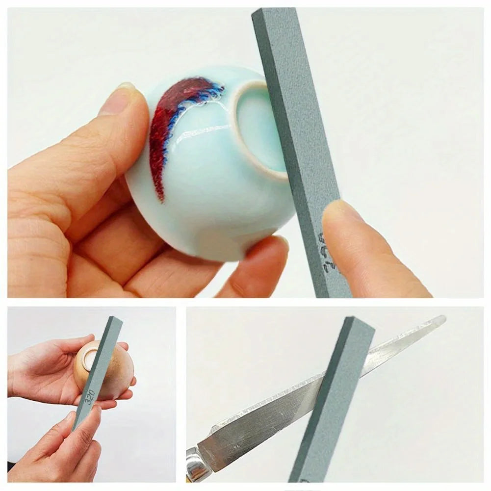 320 Grit Silicon Carbide Sharpening Stone Strip Mini Whetstone For Ceramic Pot Metal Knife Model Polishing Grinding Tool Qme