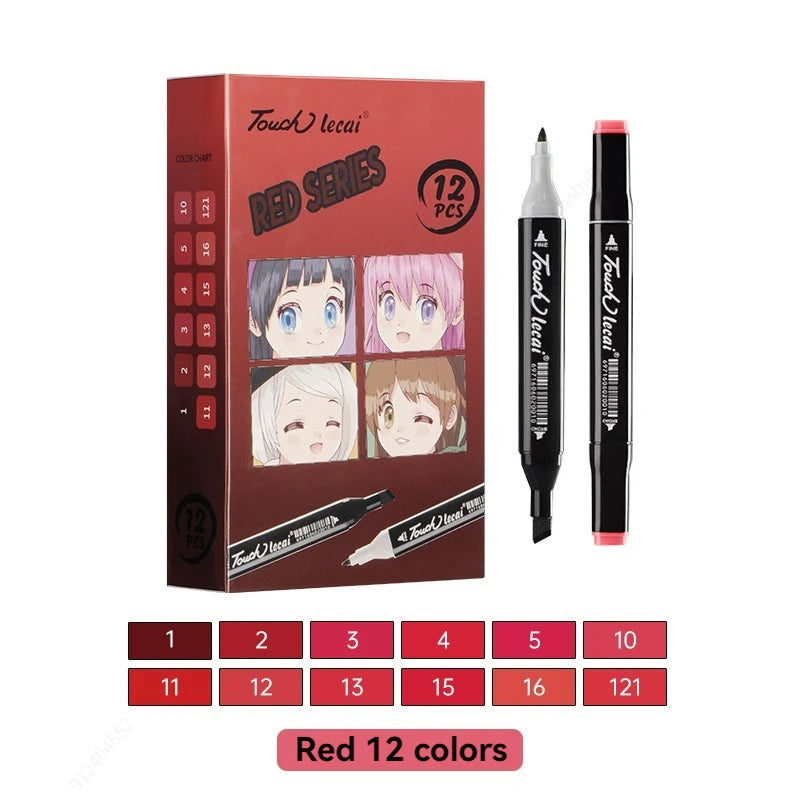 Alcohol Markers, Dual Brush Tip Permanent Art Markers, Coloring Marker, for Book Painting Card Making, Christmas gift Qme red series