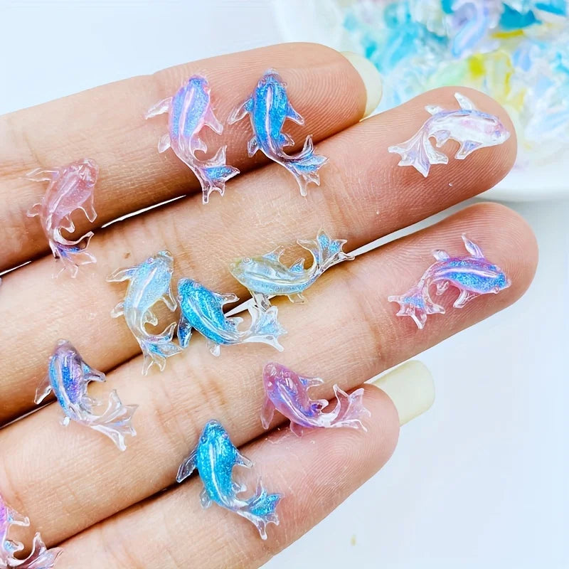 100Pcs/300pcs Mini Goldfish Resin Statue - Color Mixed, Nail Art Accessories, Perfect Jewelry and Accessories DIY Nail Art Acces Qme