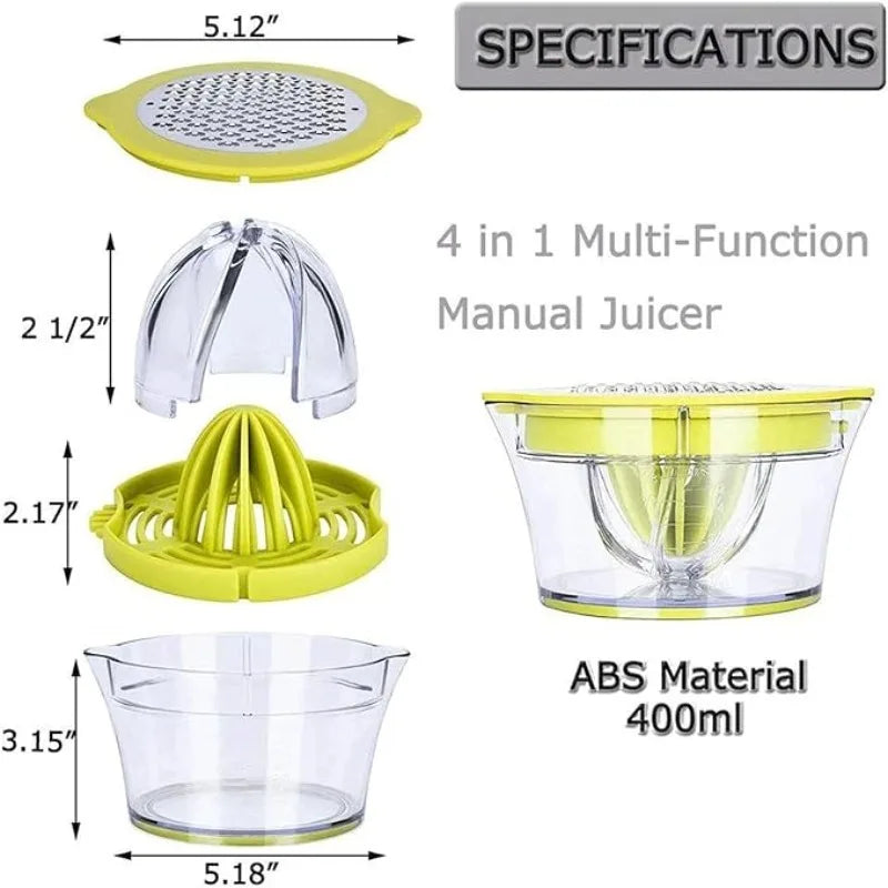 4-in-1 Citrus Lemon Orange Juicer Manual Hand Squeezer Built-in Qme