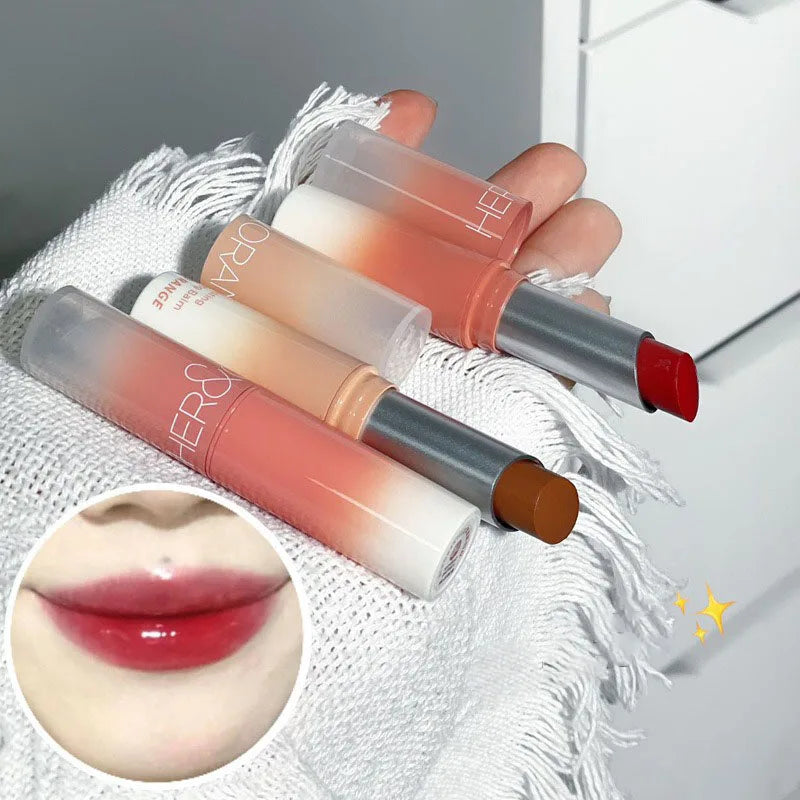 Water Light Solid Lip Gloss Jelly Cherries Red Lip Tint Clear Lasting Moisturizing Lipstick Mirror Non-stick Cup Lipstick Makeup Qme