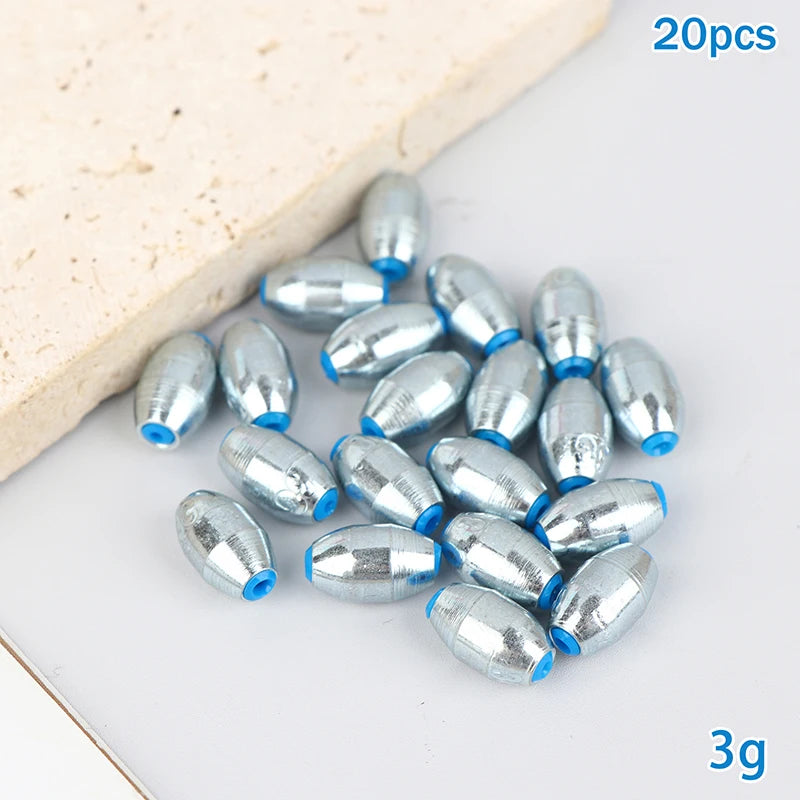 Alloy Hollow Olive Fishing Sinkers3 4 6 8 10 12 Wax Coating Weight Qme 3g