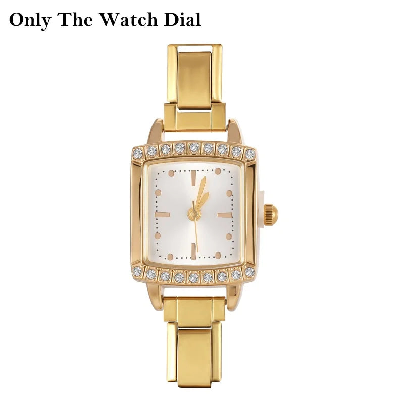 Fashion Colorful Dial Square Stainless Steel Women Zircon Series