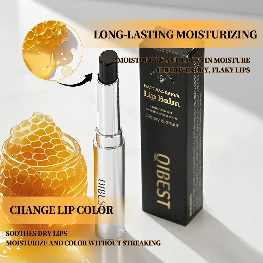 QIBEST Black Honey Lipstick Moisturizing Lip Balm Plumper Natural Makeup Smooth Enhancing Color Lip Plumping Gloss Tint Cosmetic Qme