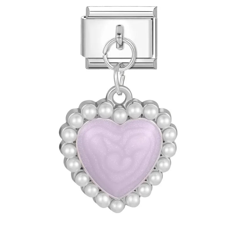 2026 Women Romantic Heart Shiny CZ Pattern Italian Charm Links Fit