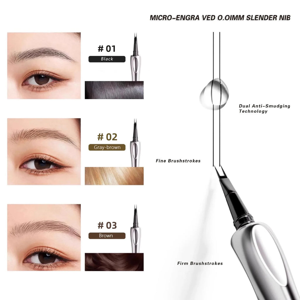3 Colors 2-Point Wild Eyebrow Pencil Long-Lasting Waterproof Thin Liquid Silkworm Korean Makeup Brow Tattoo Gripping Pen Qme
