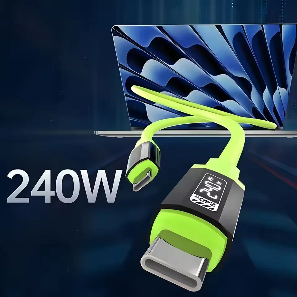 240W USB C to C PD Mobile Phone Fast Charging Data Cable USB Type C Quick Charger Wire Spring USB Cord for iPhone Samsung Xiaomi Qme