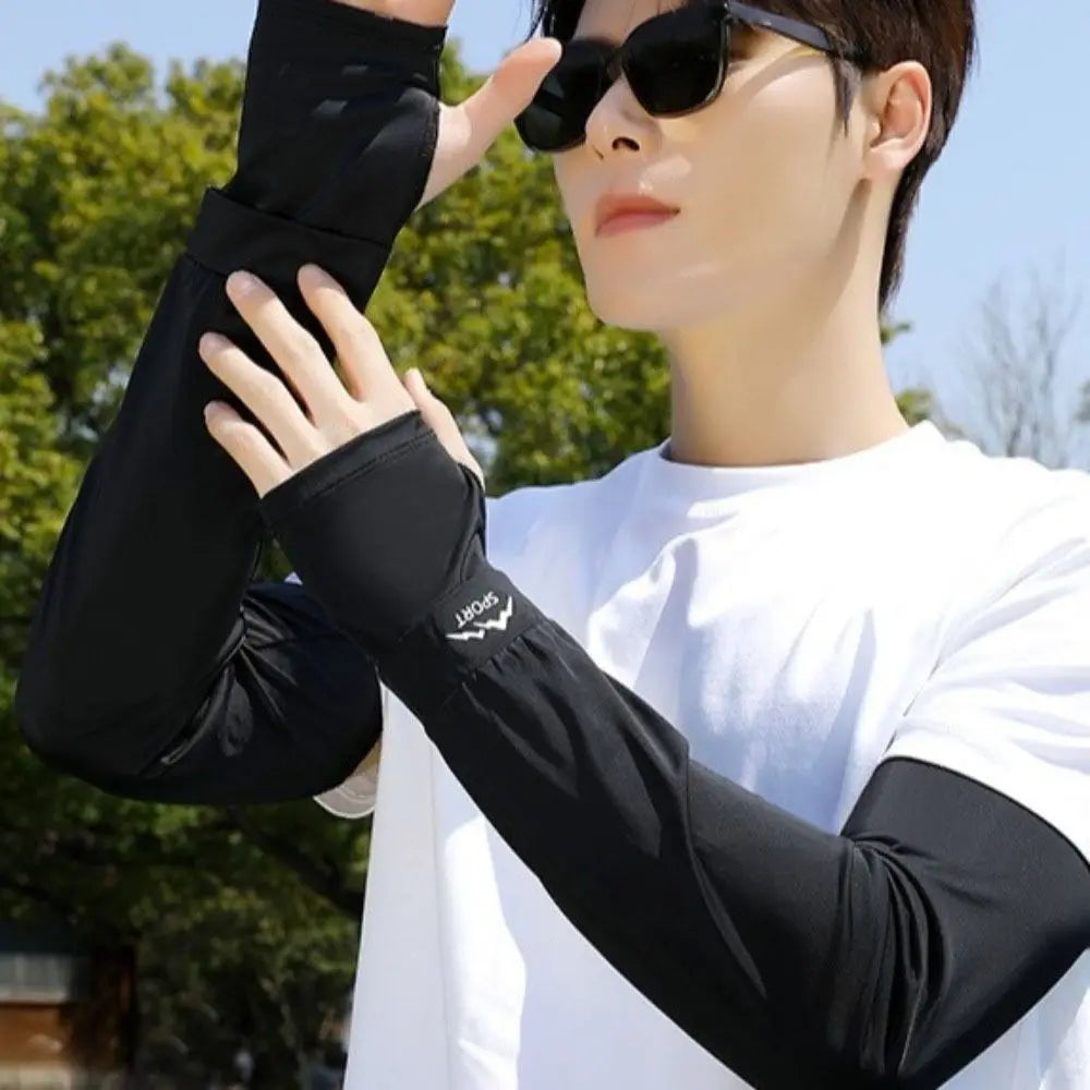 Thin Loose Ice Silk Sleeves UV Insulation Sun Protection Sunscreen Arm Sleeve Anti-UV Long-sleeved Glove Cycling Gloves Driving Qme
