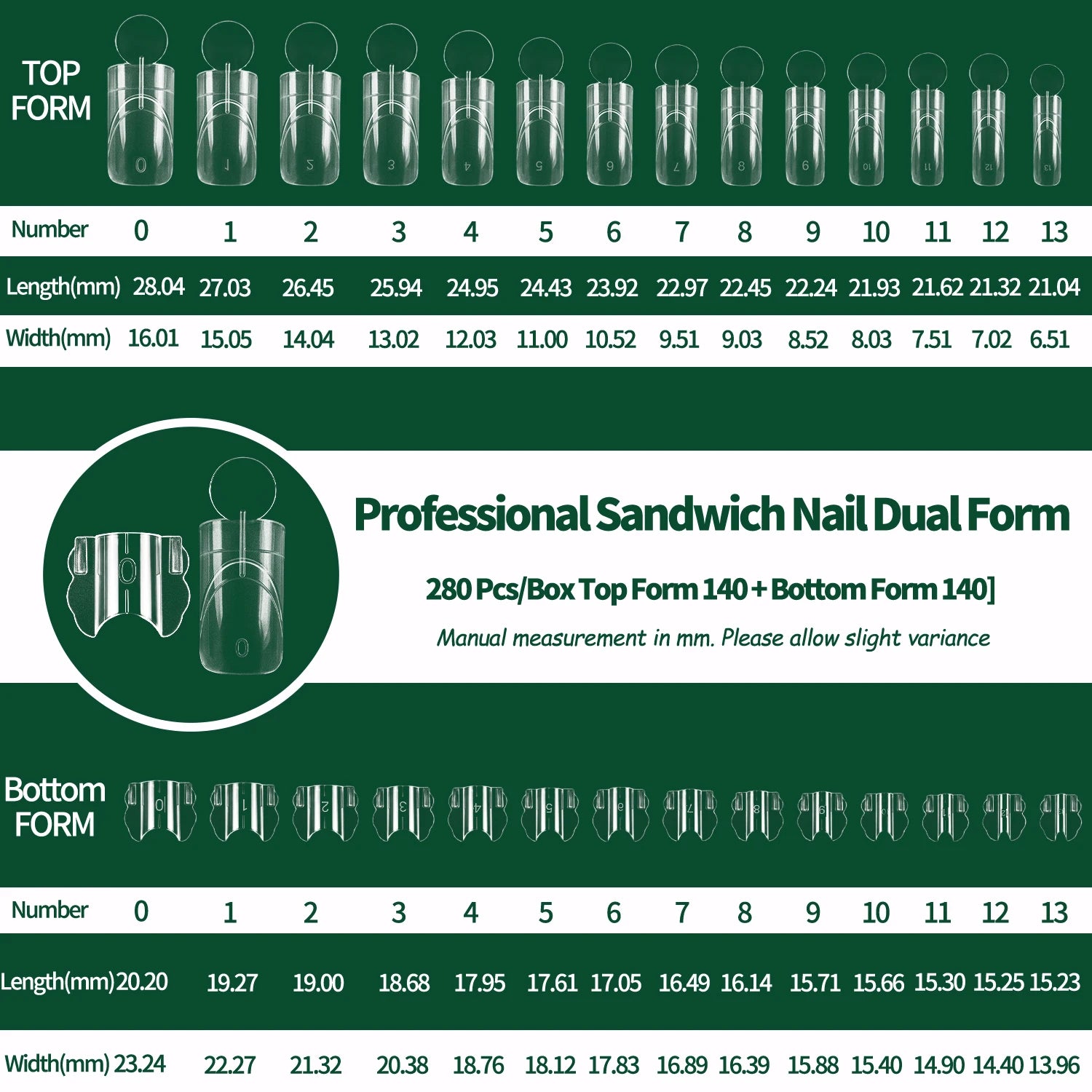 Nailpop French Line Dual Form Sandwich Matte Clear Nail Forms Coffin Qme SW-FSX-001-2