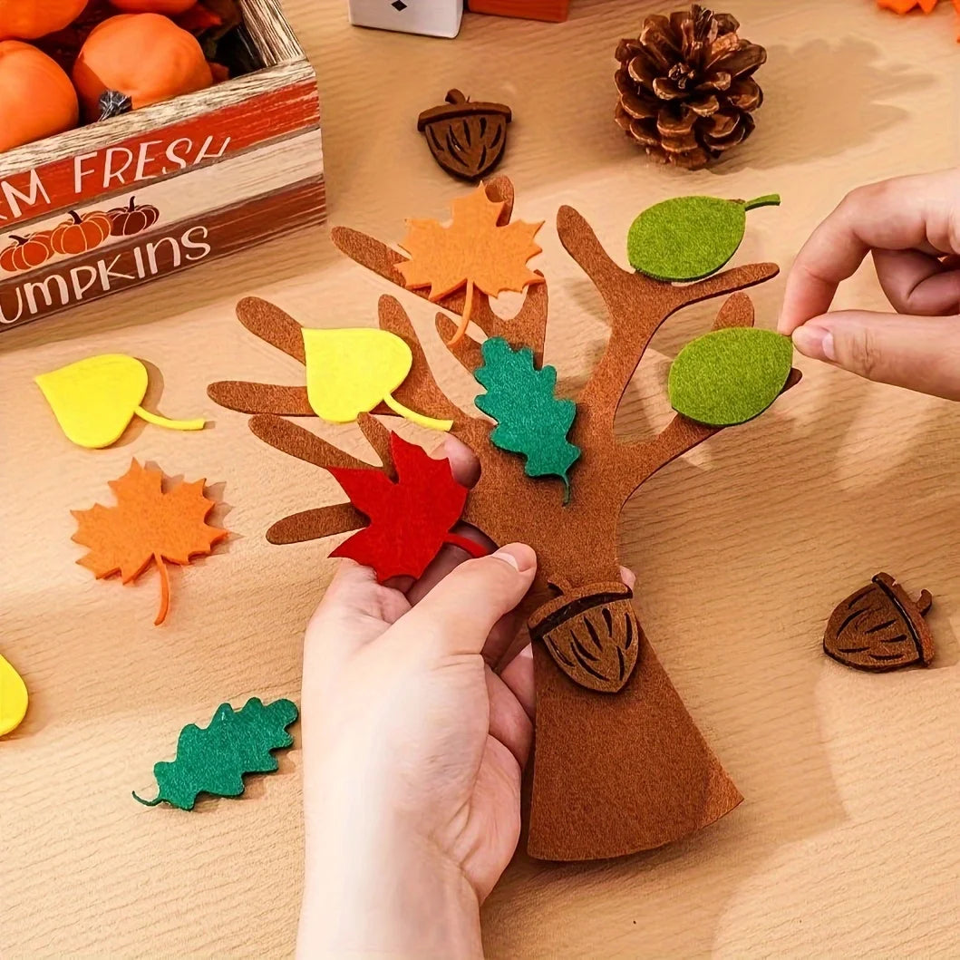 96Pcs DIY Felt Tree Crafts Kit for Autumn Home Decoration Thanksgiving Party Gifts Christmas Halloween Room Wall Decor Ornaments Qme