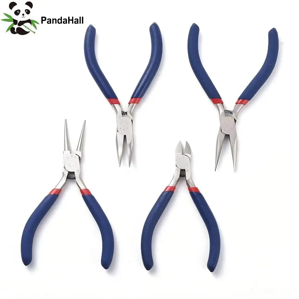 Pandahall Jewelry Pliers Sets Carbon-Hardened Steel Side Cutting Round/Bent/Long Chain Nose Pliers DIY Making Jewelry Tools Qme
