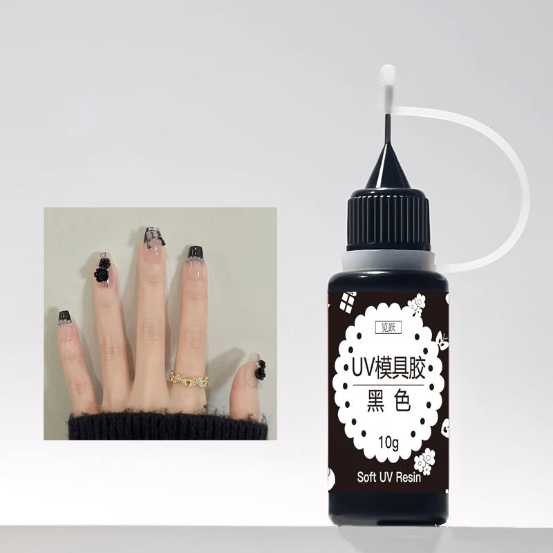 Carved Gel Nail Mold UV Crystal Glue Translucent 3D Acrylic Tool Qme Black