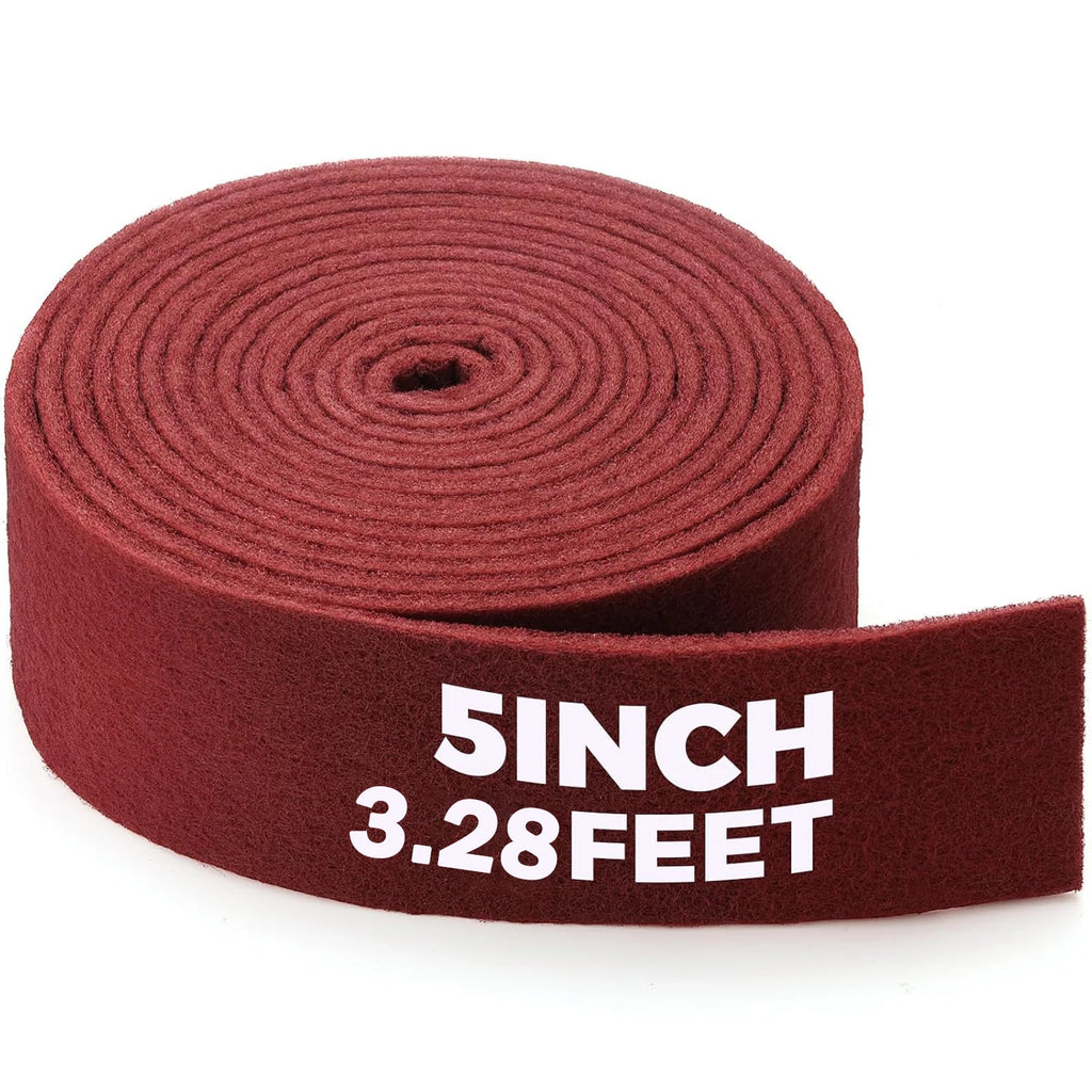 5inch X 3.28 Feet Chestnut Red Universal Scouring Pad Roll,Used for Paint Primer Pre-Treatment, and Surface Preparation Qme Default Title