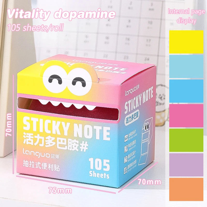 105Sheets Pull-out Sticky Notes Portable Transparent Colorful Qme A3