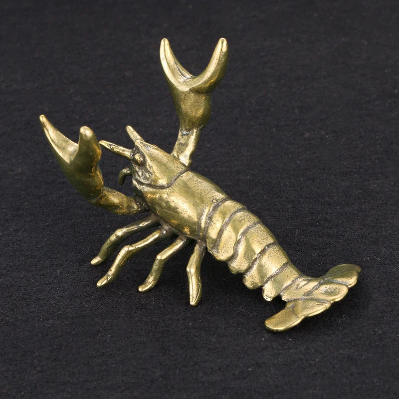 ^Solid Brass Crayfish Ornament Vintage Animal Pen Holder Desktop Decoration Crafts Collections Lobster Figurines Tea Pets Qme