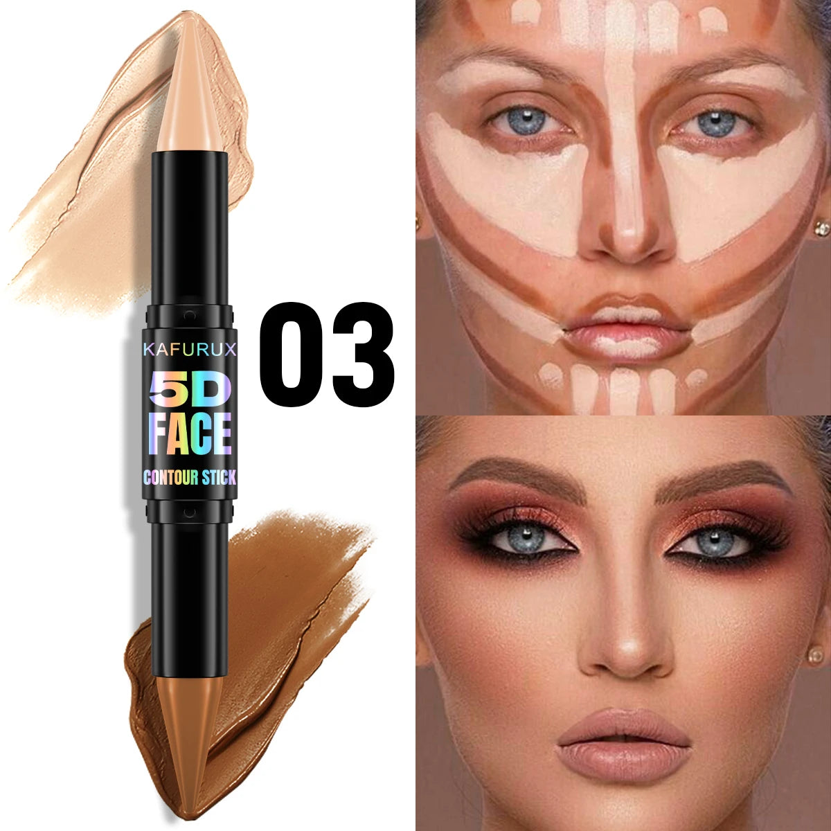 Contour Stick Duo Double-eneed Highlight Shadow Cream Waterproof Full Qme 03