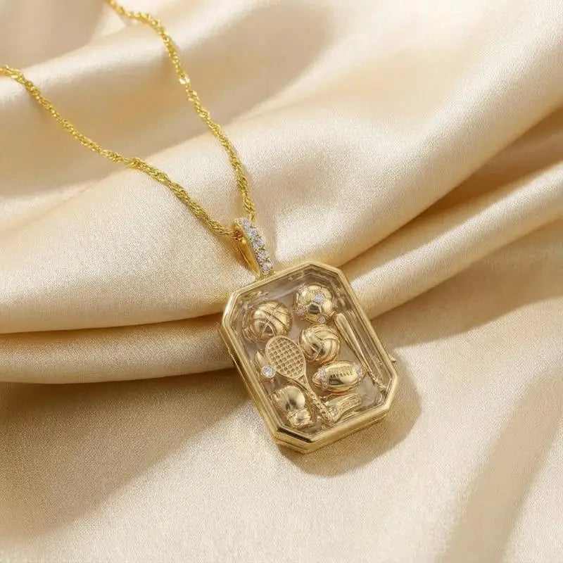 Fashion Sports Series Pendant Necklace DIY Openable Design for Women Girls Stylish Jewelry Piece Qme