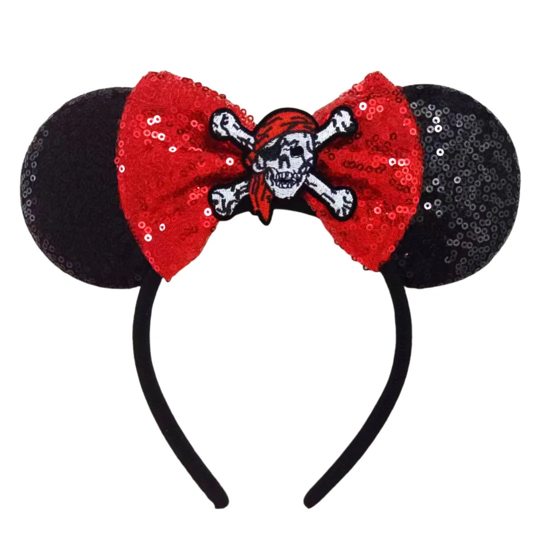 Skull Crossbones Pirate Mickey Mouse Ear Headband Women Adult Cosplay Halloween Hairband Festival Party Cosplay Hair Accessories Qme Headband 9