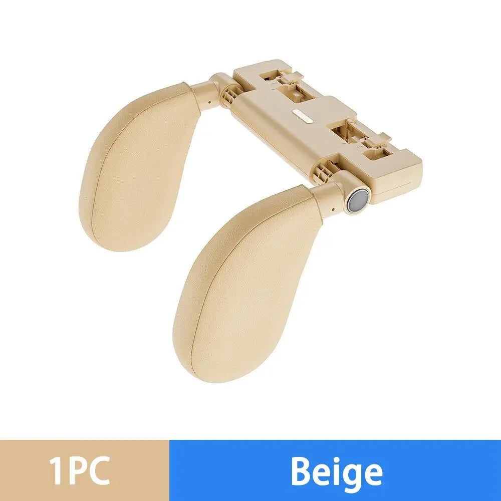 Car Seat Headrest Pillow Travel Rest Sleeping Headrest Support Solution Car Accessories Interior U Shaped Pillow For Kids Qme Leather Beige