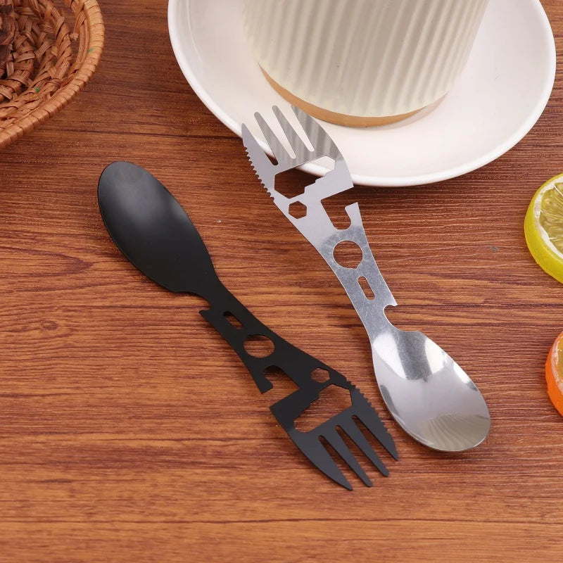1 Camping Utensils Stainless Steel Outdoor Survival Gear Travel Qme