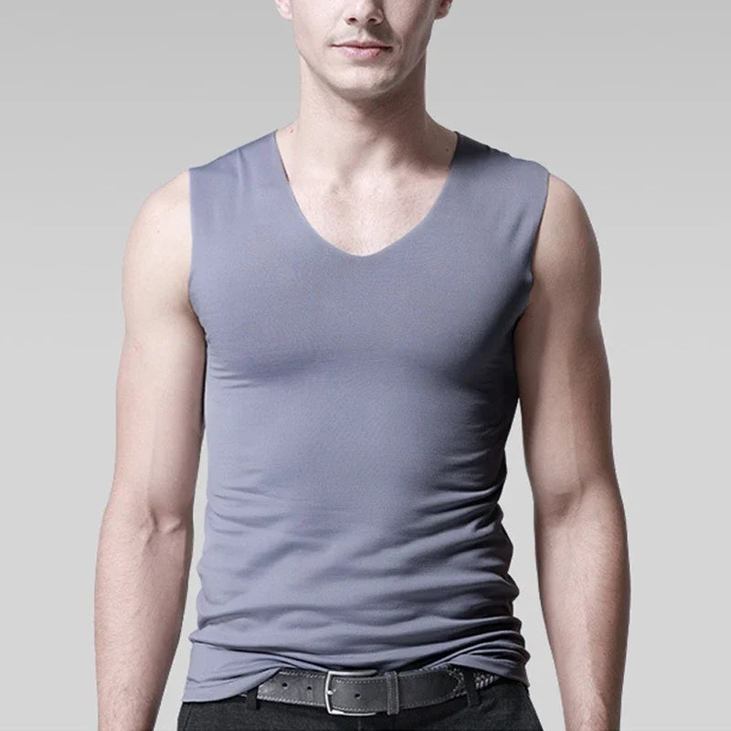 Men's Sleeveless T-shirt Vest Sports Ice Silk Fitness Undershirts Underwears Slim Fit Top Sports Sleeveless Breathable Singlet Qme GY 5XL