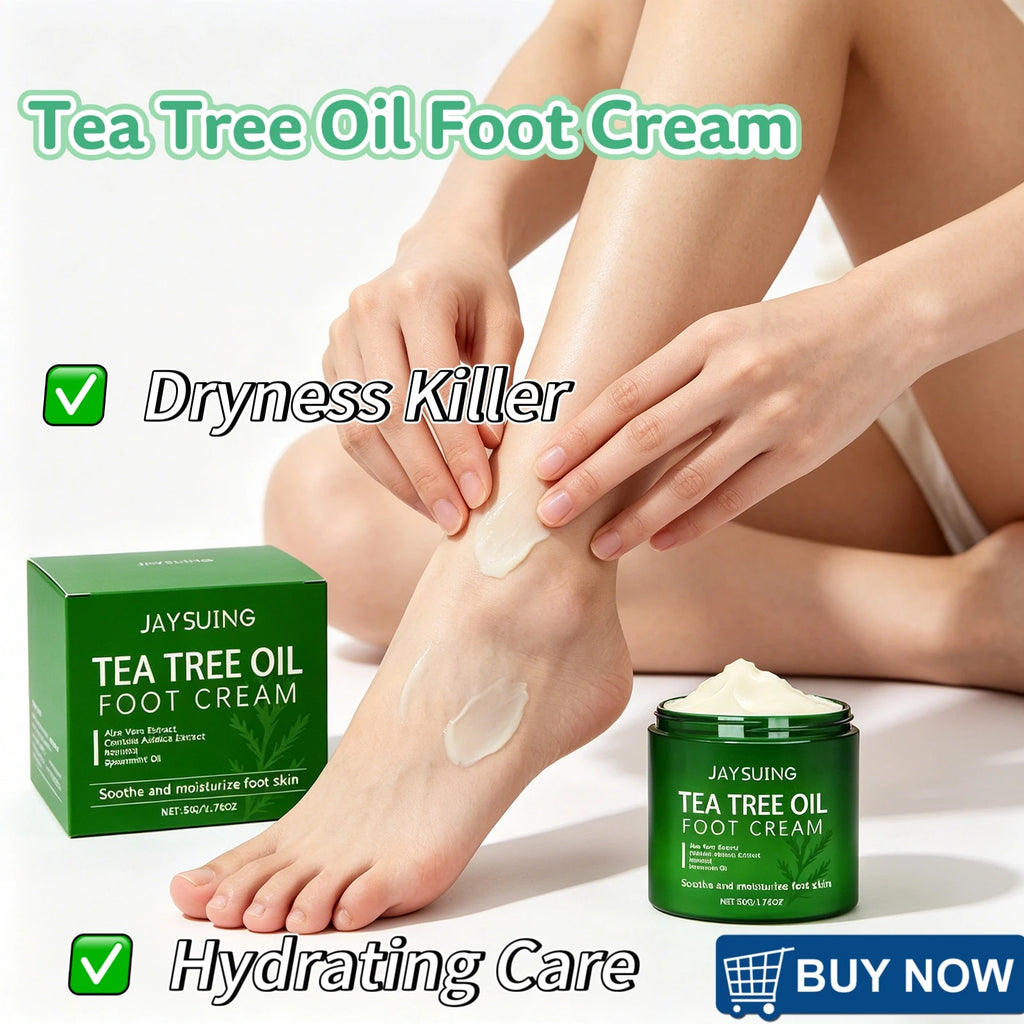 Jaysuing Tea Tree Oil Foot Cream Cracked Feet Remove Calluses Dead Qme