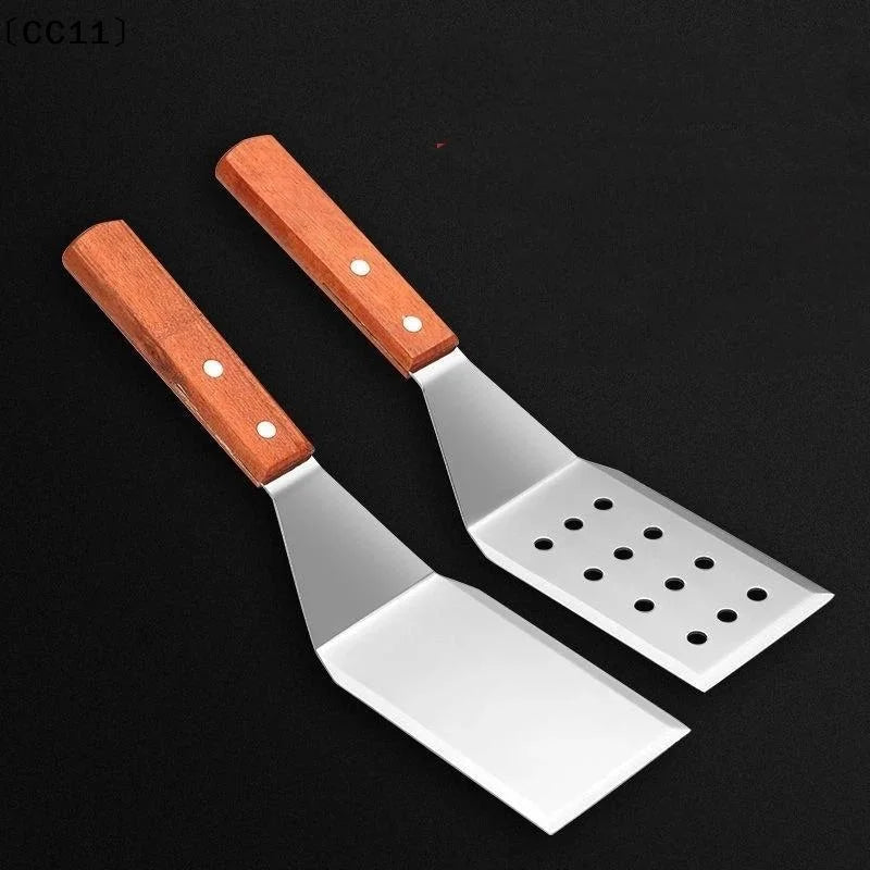 Stainless Steel Spatula Grill Scraper Non Stick Durable Barbecue Qme