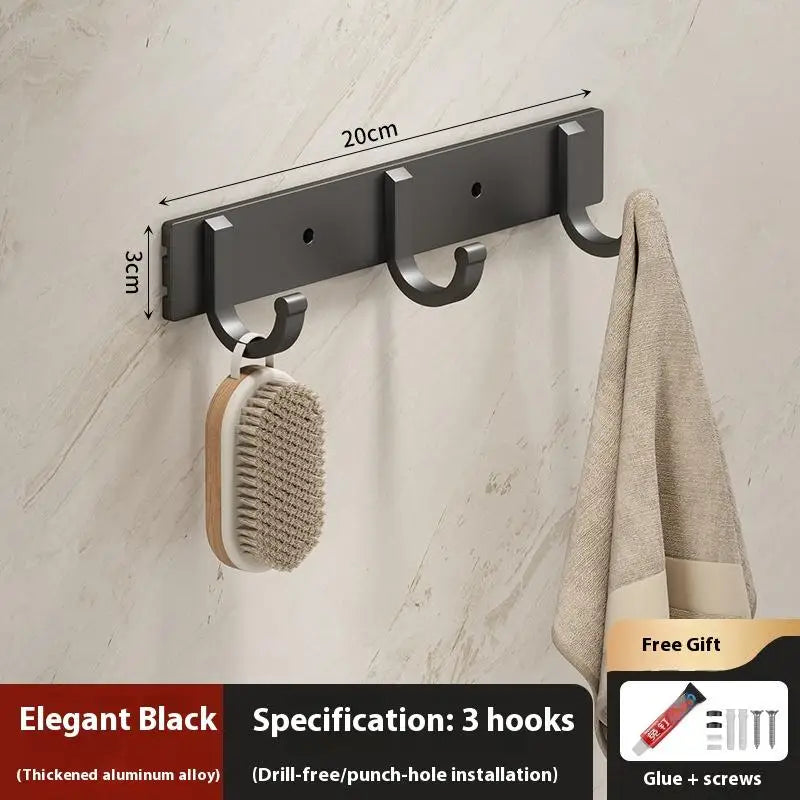 Metal Hook Strong Adhesive Wall Mounted Bathroom Without Punchkitchen Qme Black 3hook