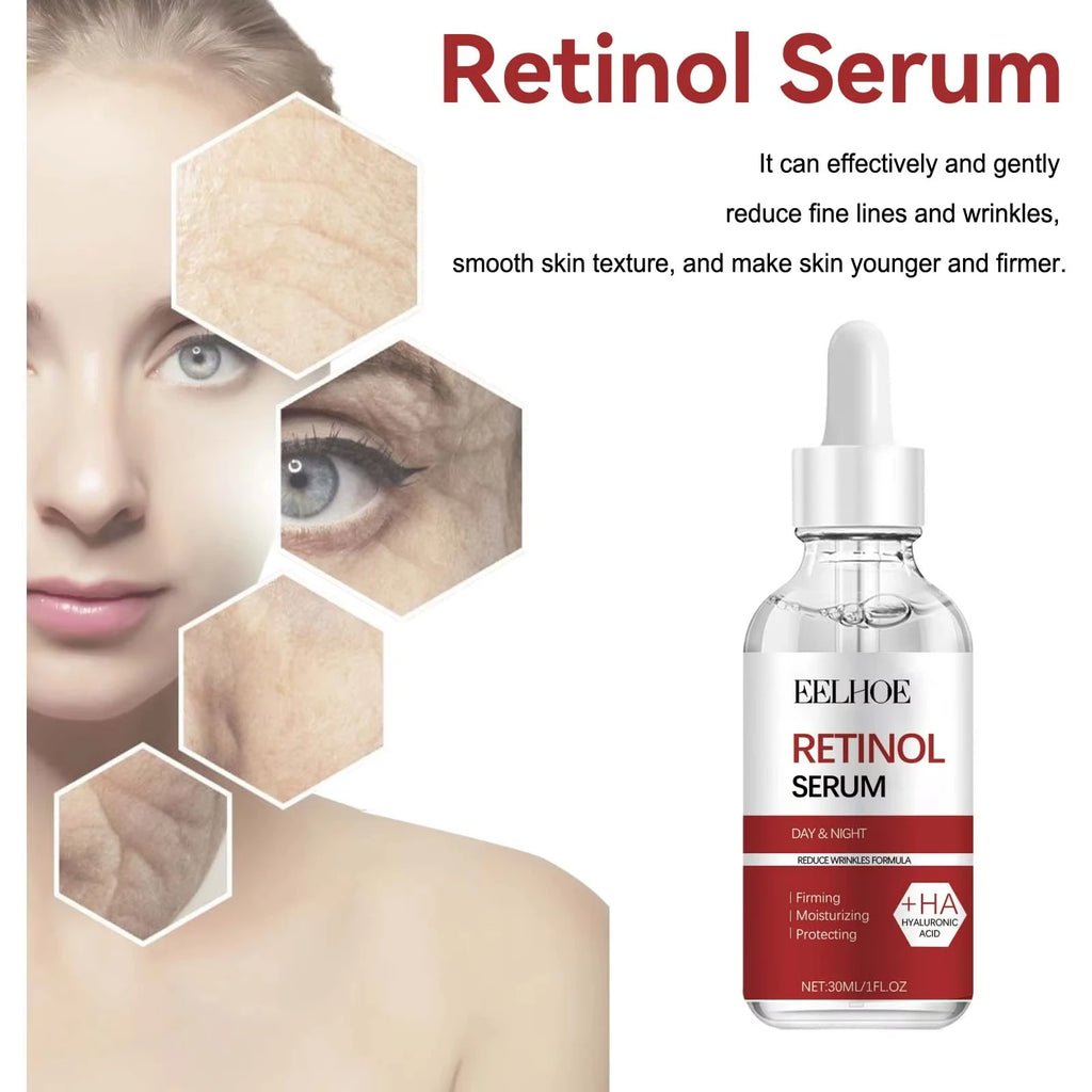 Retinol Wrinkle Remover Face Set Instant Firming Lifting Anti-Aging Serum Fade Fine Lines Whitening Korean Skin Care Products Qme