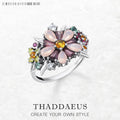 Colourful Flowers Ring 2023 Brand New Fine Jewerly Bohemia 925 Sterling Silver Gift For Women Qme Silver 7