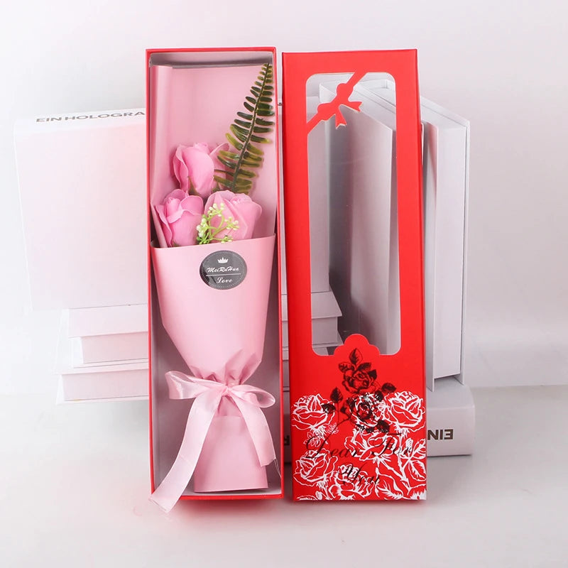 Multi-Use Artificial Soap Flower Bouquet With Gift Box Luxury Soap Florals Simulation Rose Bouquet Wife Girlfriend Gift Qme style 7