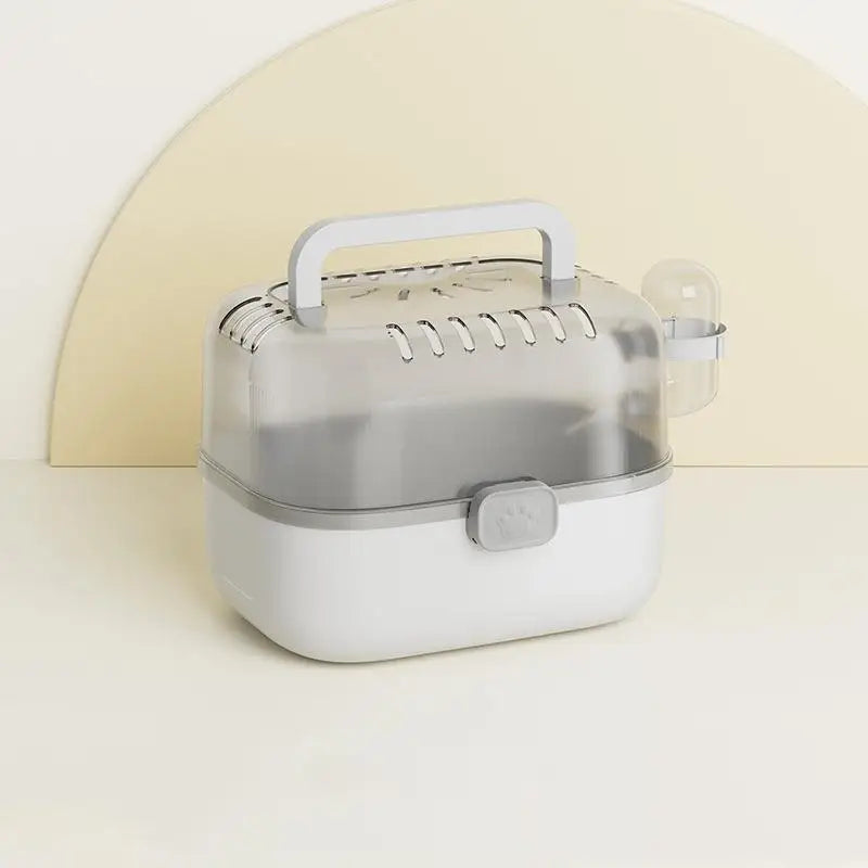 Small Animal Hamster Travel Cage Pet Supplies Portable Carrying Qme Gray