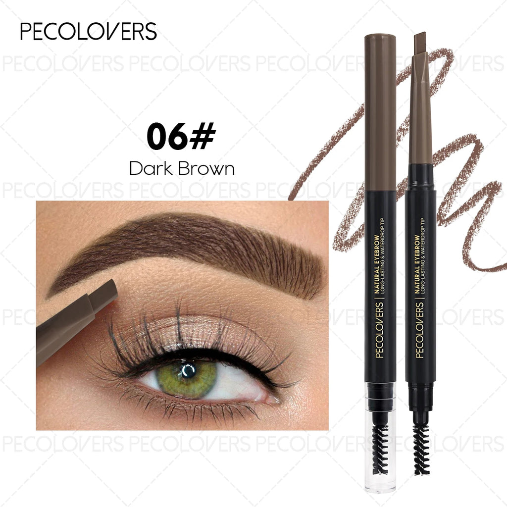 Retractable Dual-ended Eyebrow Pencil Soft Mist Black Gray Brush Qme 06