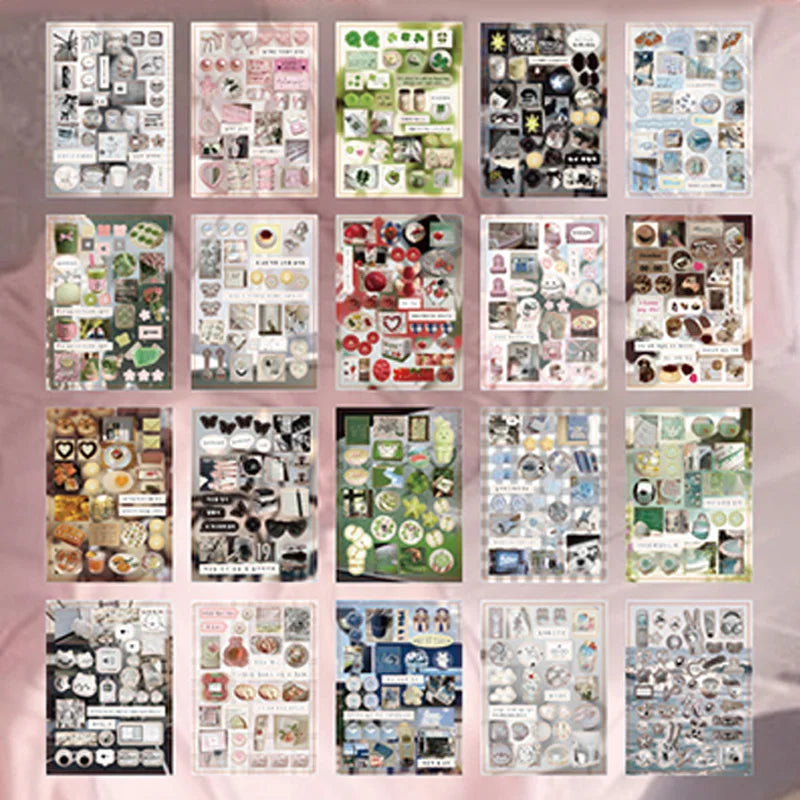 Die-Cut Sticker Book - Japanese Food & Dessert Vintage Showa Style, Glitter Matte Glossy Finish, School Stationery Supplies Qme 3