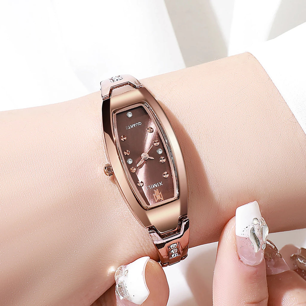 Luxo strass relógios femininos senhoras mostrador oval relógio de pulso de quartzo reloj mujer (sem caixa) Qme