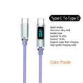 120W Digital Display USB Type C Fast Charging Wire Nylon Braided Dual USB-C Data Cable PD Quick Charge for IPhone 16 Pro Samsung Qme PURPLE 2m
