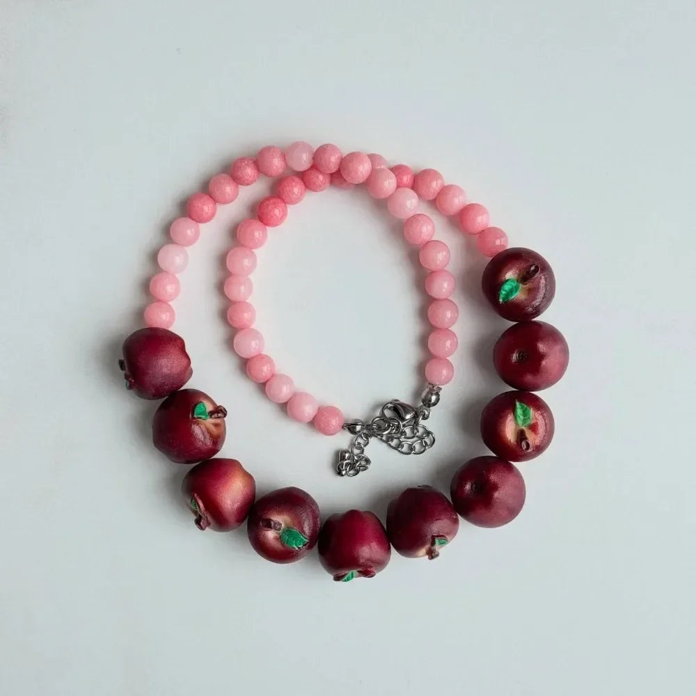 Simple Layered Beads Fruit Necklace Stackable Blueberries Multi Layer