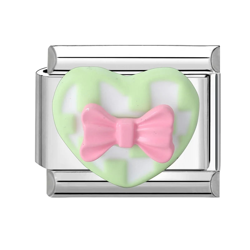 New Fashion Red Apple Cute Sheep Cherry Bow Knot Italian Charm Link fit 9mm Stainless Steel Jewelry DIY Making Bracelet Gifts Qme Style 37