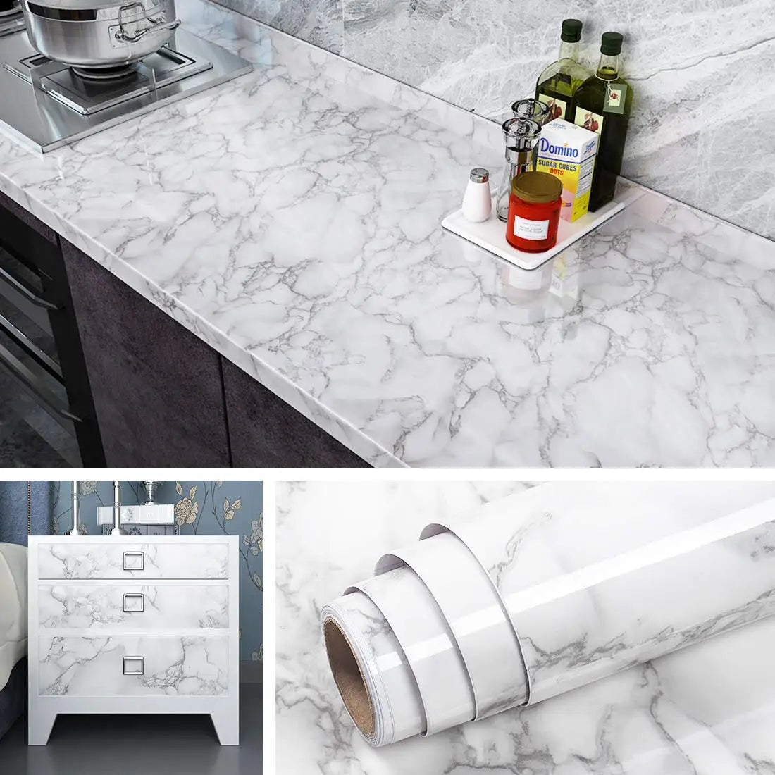 Waterproof Oil Resistant Mold Proof PVC Marble Self-adhesive Wall Qme