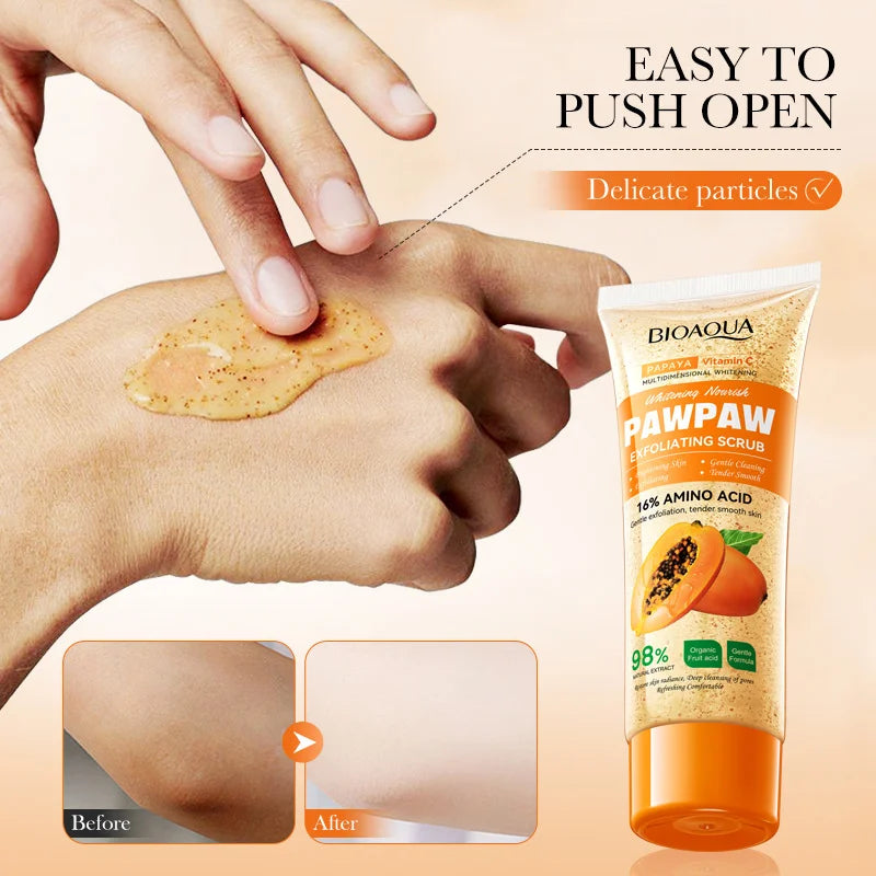 Papaya Vitamin C Exfoliating Scrub Cream Hypoallergenic Moisturizing Qme