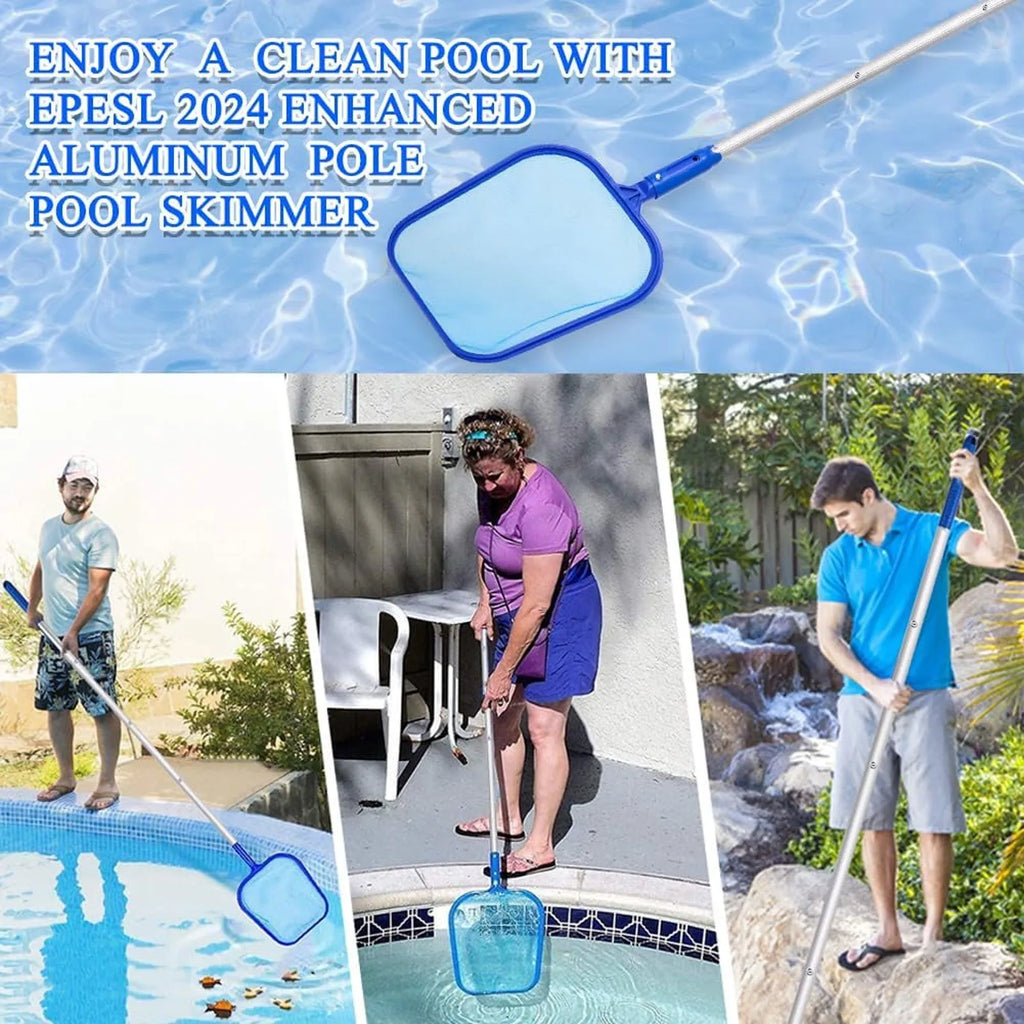 Swimming Pool Leaf Cleaning Net Mesh Pool Cleaning 4 Removable Connections Aluminium Rods Leaf Cleaning Net Skimmer Qme