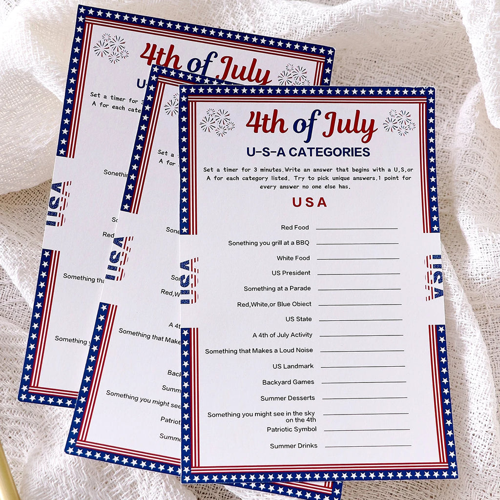 10 50Pcs Independence Day “Usa” Game Cards: Creative Independence Day Gifts and Board Games for Students—Party Supplies Qme
