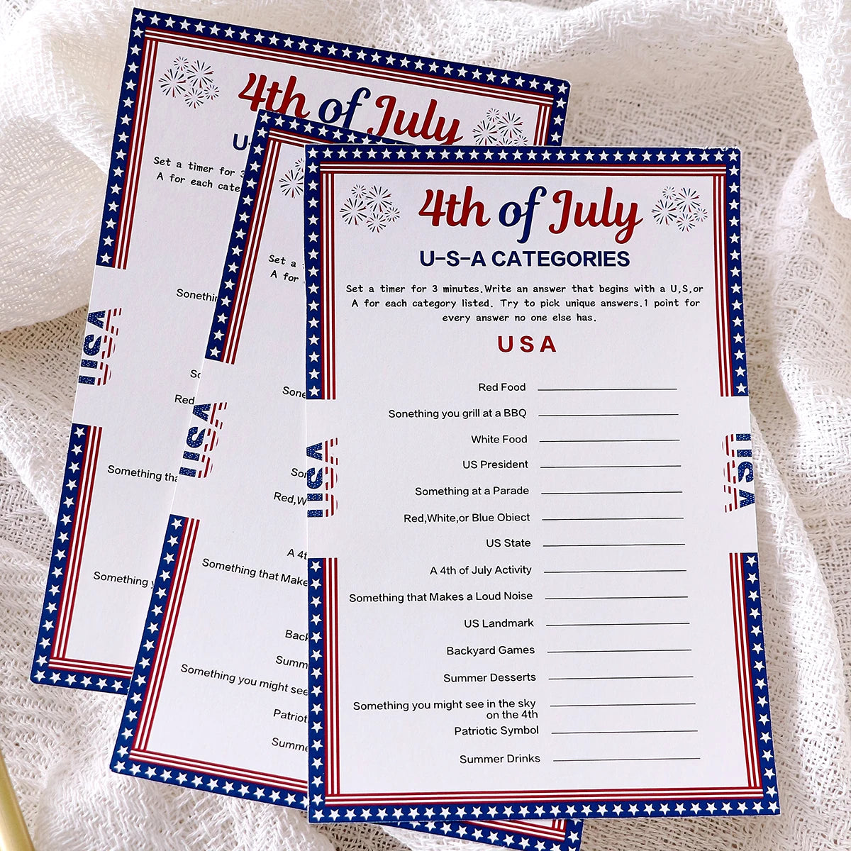 10 50Pcs Independence Day “Usa” Game Cards: Creative Independence Day Gifts and Board Games for Students—Party Supplies Qme