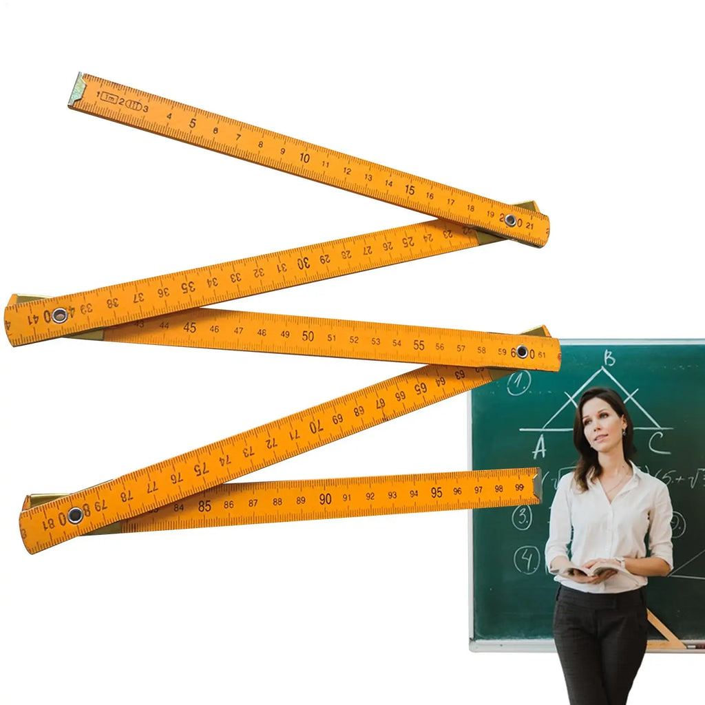 Wooden Folding Ruler 1 Meter Wood Measuring Carpenters Metric Scale Qme