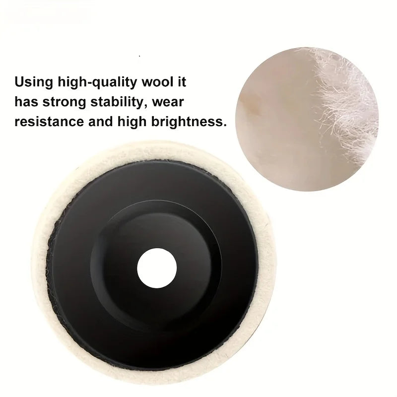 1/5/10pcs 50mm & 75mm Wool Polishing Wheel with Felt Backing Pad - Angle Grinder Compatible for Metal, Marble, Glass, Ceramic Qme