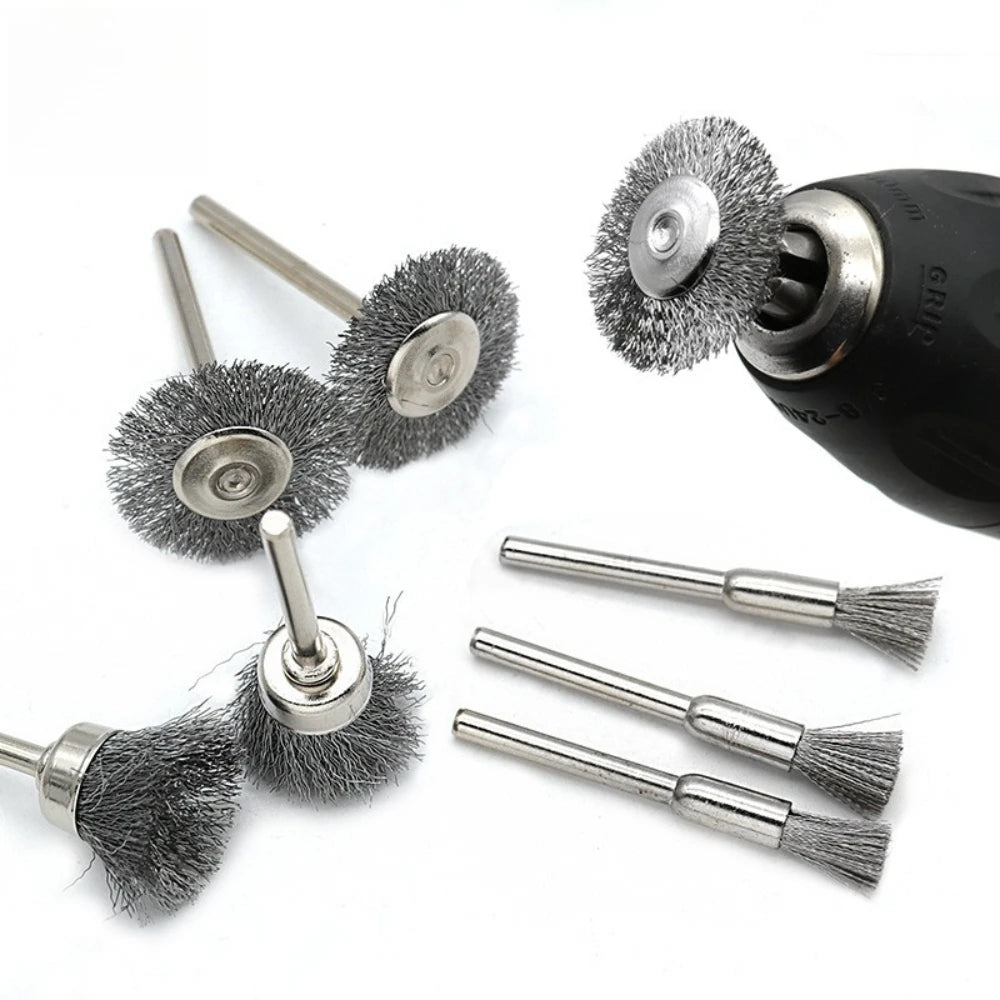 Mini Steel Wire Polishing Wheel 3/5Pcs Drill Rotary Cleaning Disc Metal Rust Remover Accessory For Household DIY Derusting Work Qme
