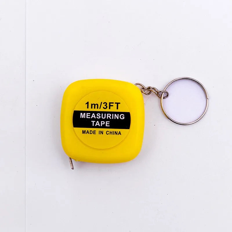 1M Keychain Tape Measure Mini Measuring Functional Pocket Retractable Qme Yellow