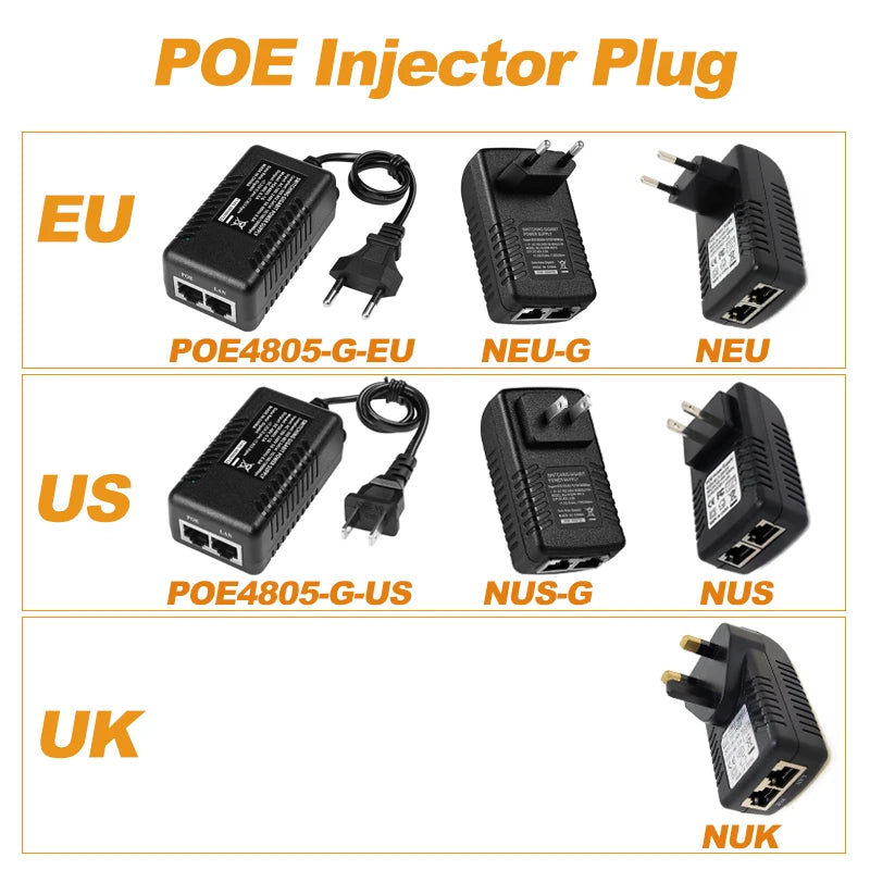 1PCS 100Mbps POE Power Supply 12V1A 2A 15V 24V 48V Gigabit Ethernet AP Wireless Bridge CCTV Power Adapter Qme