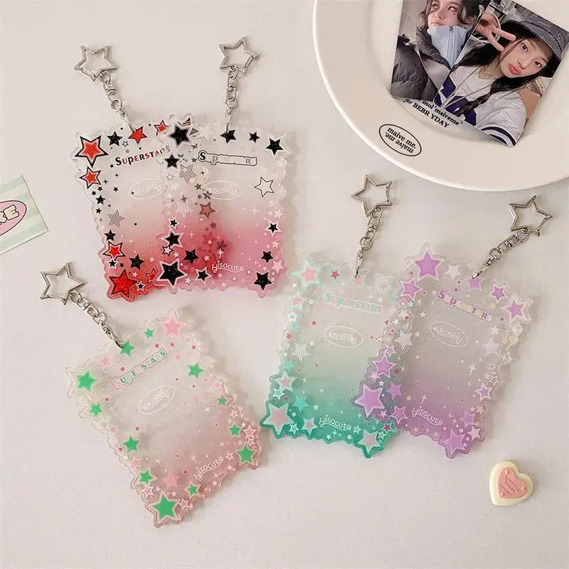 Cute Star Gradient Photocard Holder PVC Girl Card Idol Photo Display Qme